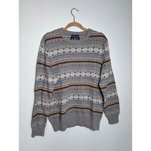American Eagle Fair Isle Mens Sweater XL Cotton and Rabbit Fur Cozy Grandpacore